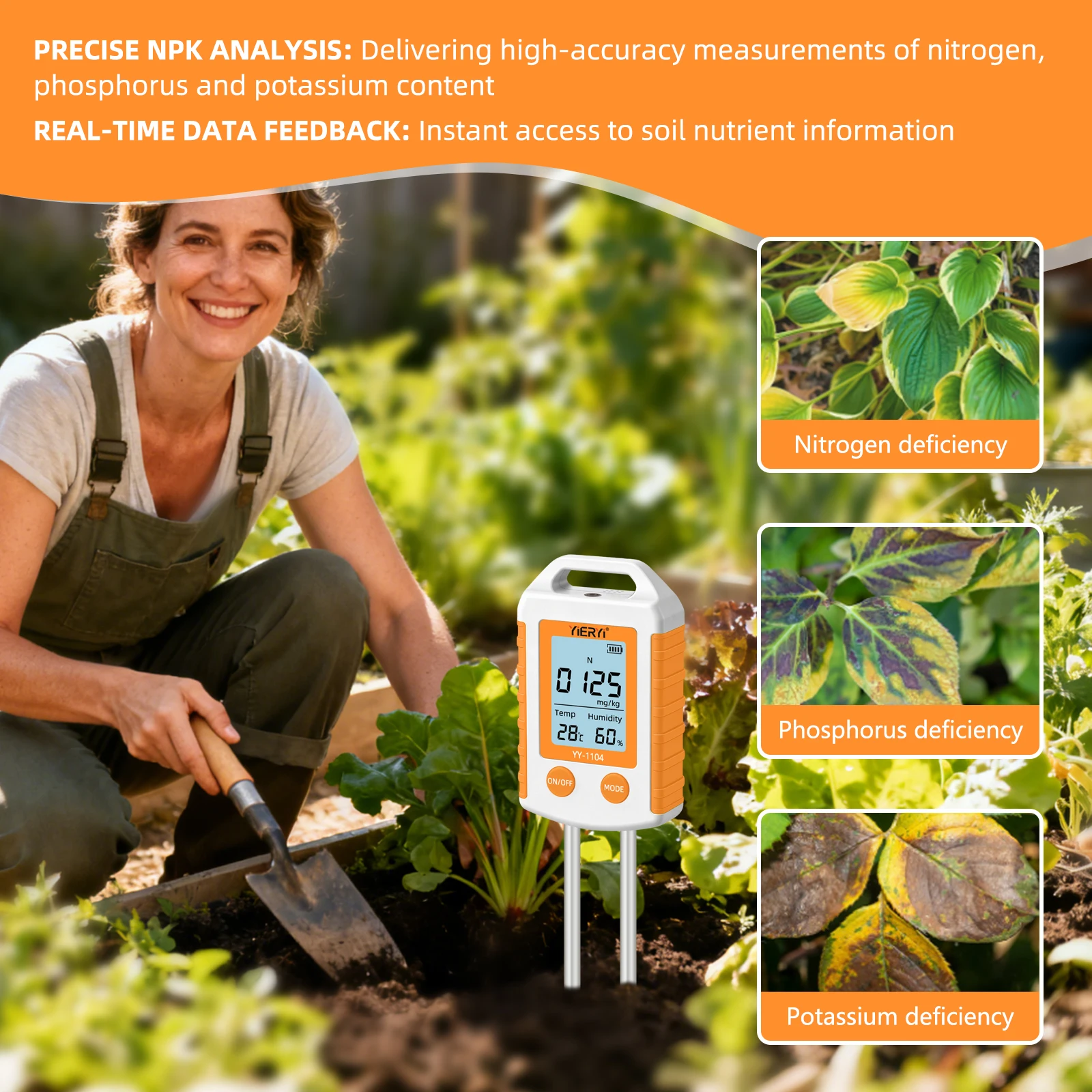 6 in 1 Soil Tester NPK Nutrient Meter Digital Soil Fertility Humidity Temperatur