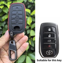 Premium Leather Car Key Cover Case (4 Button Red Line)