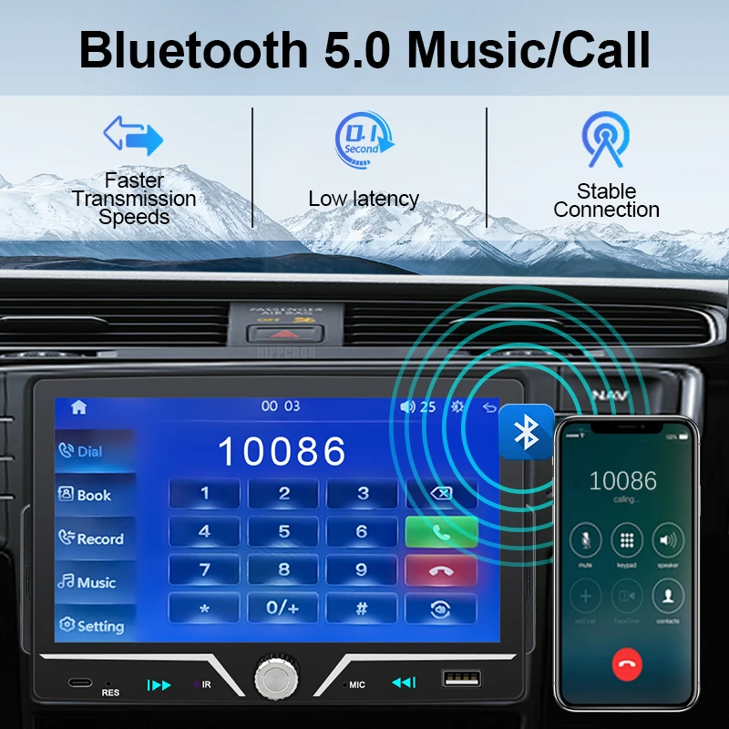 7" Car Radio Wireless/Wire Carplay Android Auto 1Din HD Touch Screen Bluetooth U