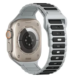 Silicone Sport Band for Smartwatch - Durable Rubber Strap Accessory (Grey black)