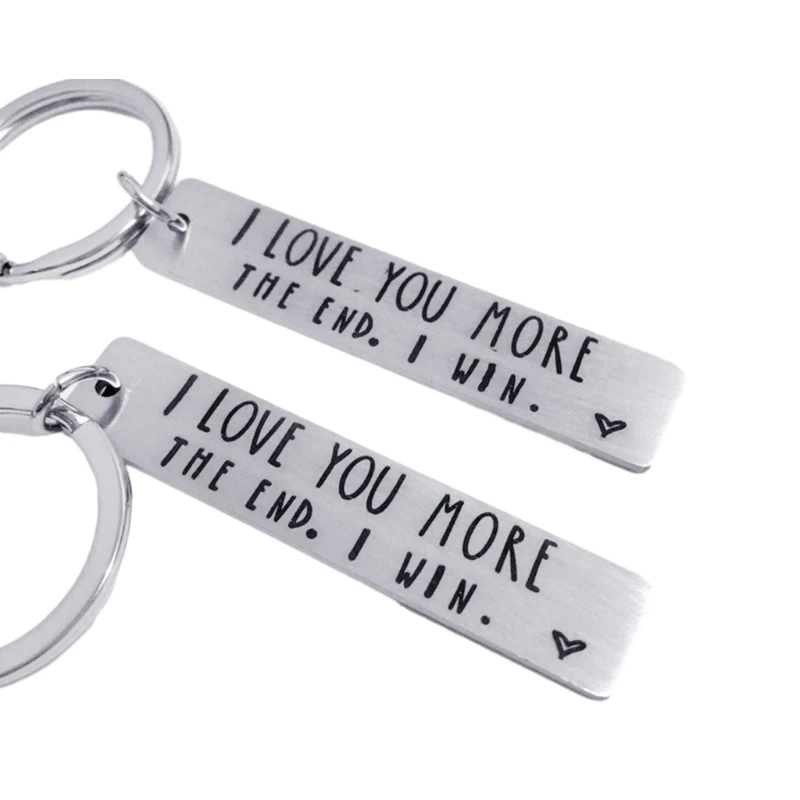 Engraved Keychain Lettering Keychain Couple Keyring, I lOVE More The End Keyring