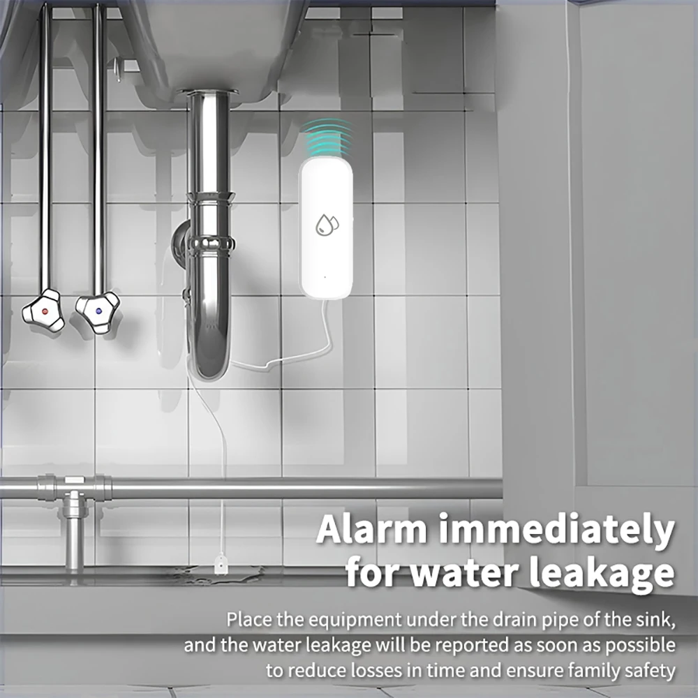 Tuya Smart Zigbee WiFi Water Sensor Leak Detector Overflow Flood Water Leakage Alarm Smart Life APP Control Work with Zigbee Hub for water leak sensor