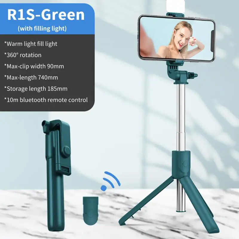 

R1/R1S Wireless Bluetooth-compatible Selfie Stick Mini Foldable Tripod Shutter Remote Control For Ios Android