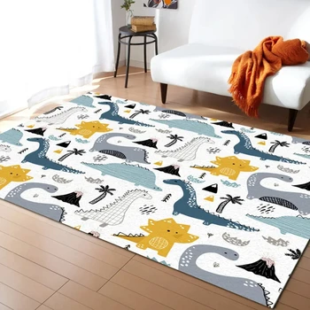 Cartoon Dinosaur Area Rugs Dino Carpet Non Slip Dinosaur Floor Mat for Playroom Classroom Kidroom Decor Children's Crawling Mat
