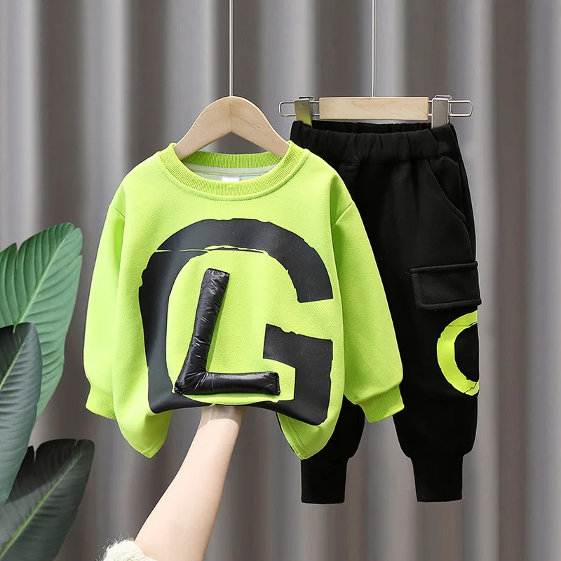 

2023 Spring Baby Boys Sports Sets Girls Sweatshirts + Pants 2Pcs Suits Kids Tracksuits Cotton Children's Clothings Top 2-10Yeart