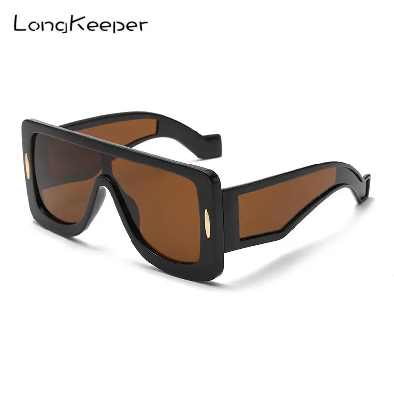 

Солнцезащитные очки LongKeeper Y2K мужские/женские, цельнокроеные большие солнечные очки с плоским верхом, уникальные Uv400, 2024