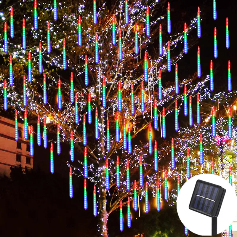

8 tubes LED Meteor Shower Solar String Lights Waterproof Fairy Garden Decor Outdoor Led Street Garland Christmas Tree Decoration