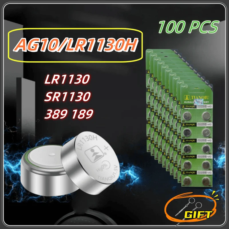 100Pcs Batterie Fbutton Tq Ag10 Lr1130 Lr54 Sr54 389 Lr54 Celle A Bottone Di Alta Qualità Applicabili Alla Calcolatrice Della Sveglia Dell'Orologio