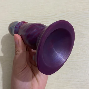 2 Beads Colorful Dildo Monster Anal Plug Silicone Fake Penis Vaginal Stimulator Prostate Massager Anal Dilator Women Masturbator 4