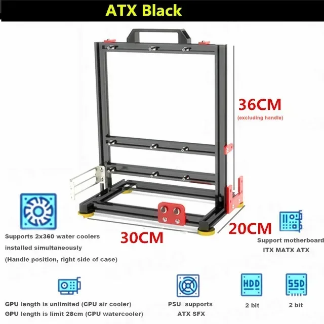 MOD Gamer Cabinet For ITX MATX ATX PC Case Open Frame Rack,Water Cooler Desktop Computer Gaming Chassis