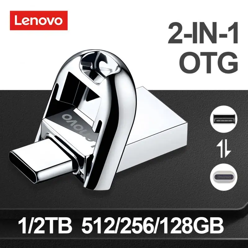 Lenovo Thumb Memory Stick Usb 3.2 Pen Drive 128Gb 2Tb Usb Stick Otg Ad Alta Velocità Tipo C 2 In1 Memory Drive Metal Flash Drives 256Gb