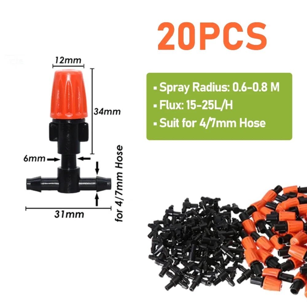 Lxcom Lighting 100 Pack Irrigation Drippers Drip Emitters Micro Spray Adjustable 360 Degree Full Circle Pattern