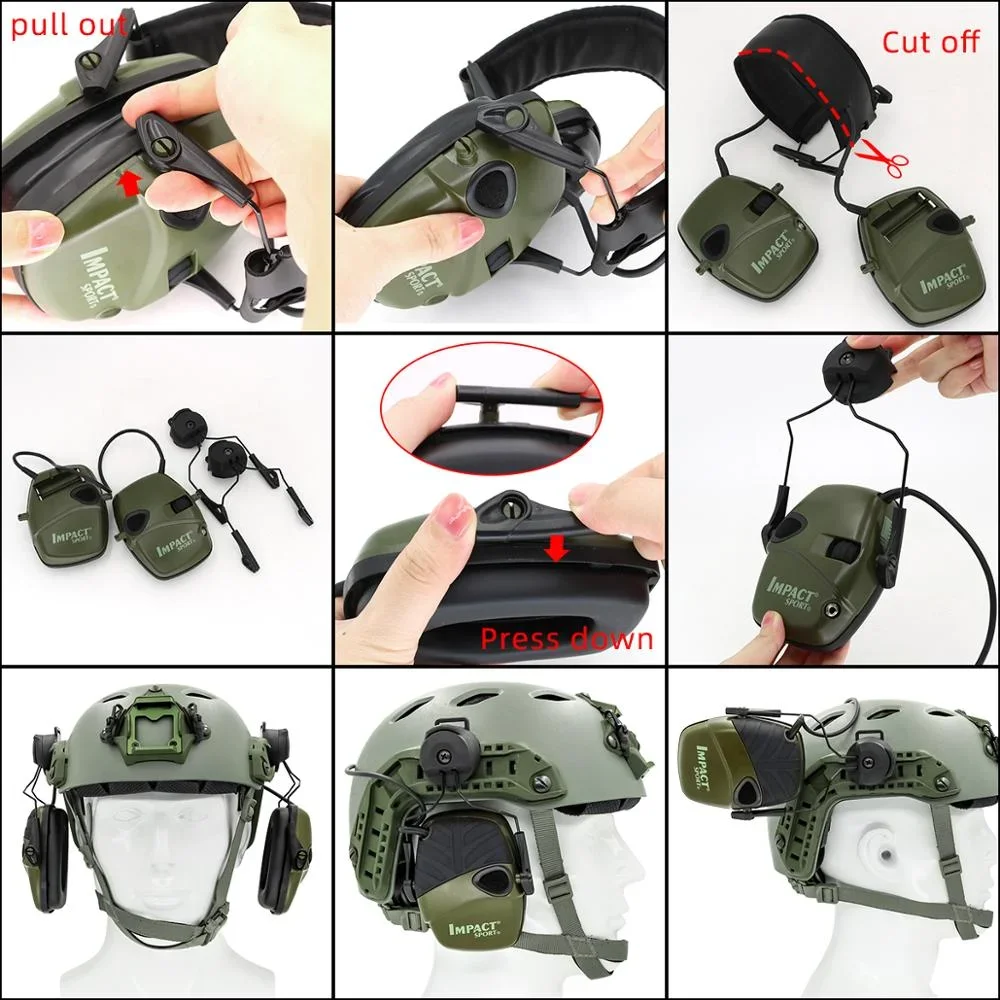 Electronic earmuf ARC OPS-CORE Helmet Rail Adapter Tactical headphone Stand for Howard Leight Impact Sport hunt shooting headset 5
