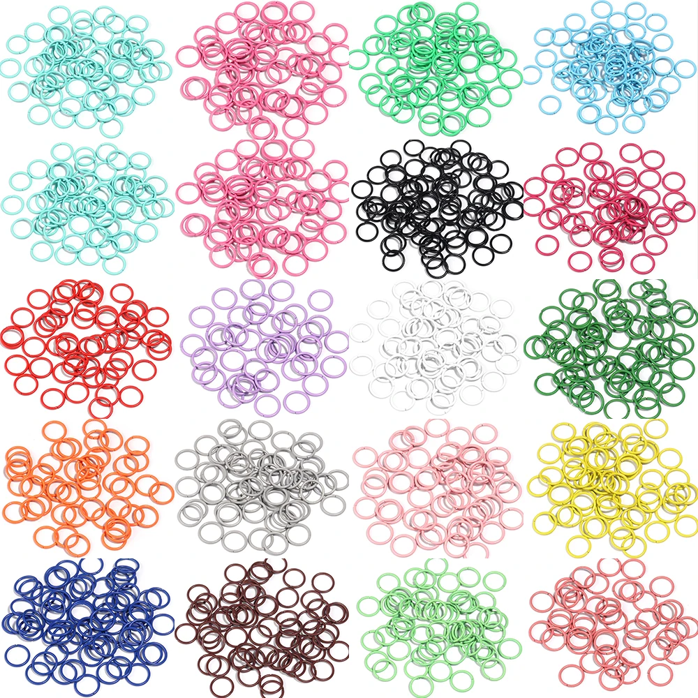 Colorful Metal Single Loop Rings for DIY Jewelry Making - 50pcs Assortment