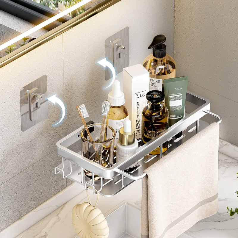 Bathroom Shelf Makeup Storage Organizer No Drill Shelves Wall Mount Corner  Shelf For WC Shampoo Organizer Bathroom Accessories - AliExpress