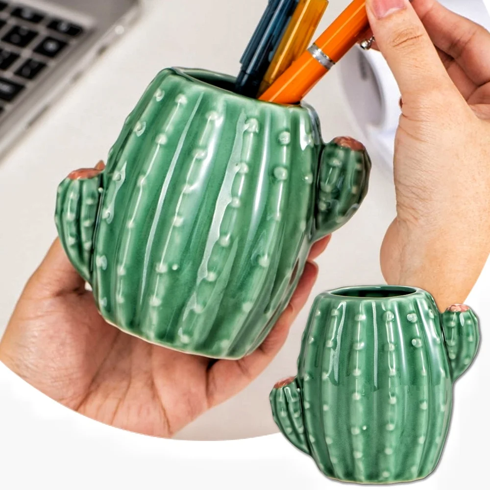 Cactus Ceramic Pen Holder Stand Cup Pencil Holder Organizer Makeup Brush Holders for Home Office Desk 1 PC ceramic chopsticks holder