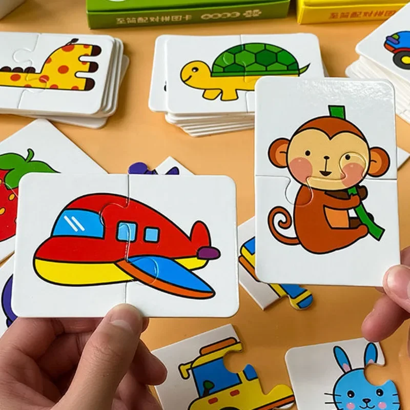 32 Pack Montessori Education Toddler Matching Cards Learning Games for Kids Toys for Kids 2 to 4 Years Old Cartoon Puzzle Baby 2