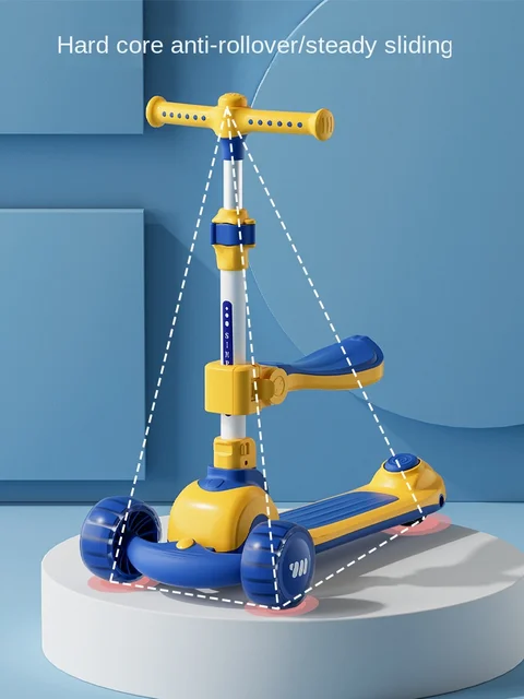 LazyChild 2-12 Years Old Children's Scooter Foldable Flashing Bicycle Multi-Function Three-Wheeled Scooter DropShipping 3