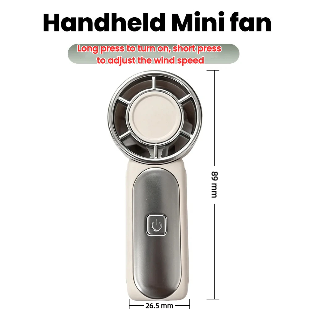 Ultra-Compact Portable Handheld Fan - 5-Speed Adjustable, Type-C Rechargeable for Home & Office Cooling