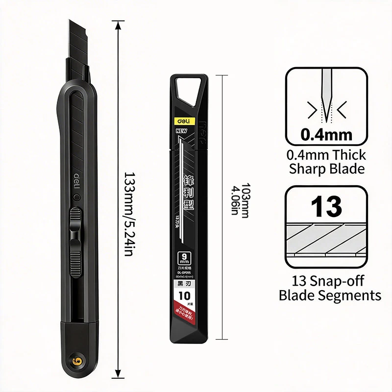 SK2 블랙 블레이드 유틸리티 나이프 9mm ABS 엔지니어링 플라스틱 + 9mm 0.4mm 60 °   합금강 녹방지 블레이드 날카로운 절삭 공구 DIY