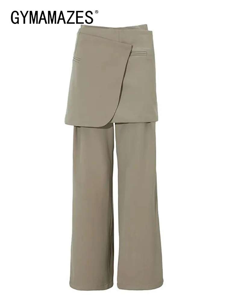 

GYMAMAZES Solid Loose Casual Two Piece Set For Women High Waist Straight Pant A Line Skirt Minimalist Sets Female Fashion New