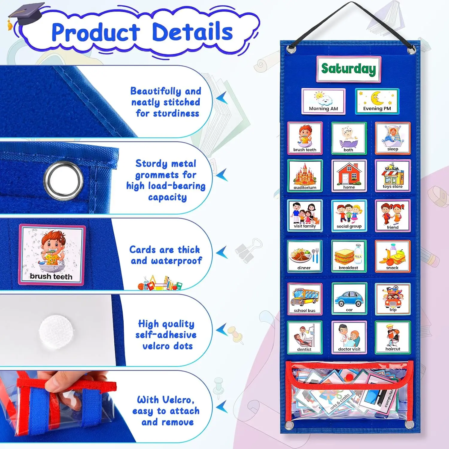 Educational Toys Kids Visual Schedule Calendar Chart 2 in 1 Autism Daily Chore Routine Chart Schedule Plan Learning Board Game For Toddler Gift