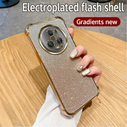 Luxury Plating Clear Shockproof Glitter Phone Case - Soft Protective Cover for Honor 90 Smart (Gold)