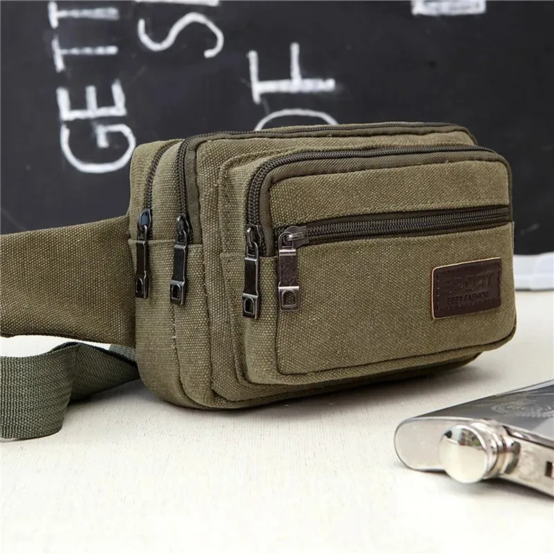 Leinwand Taille Tasche Outdoor Sport Multifunktionale Männliche Taille Pack Hohe Qualität Langlebig Hohe kapazität Taschen Tragbare Telefon Geldbörse – Detail 6