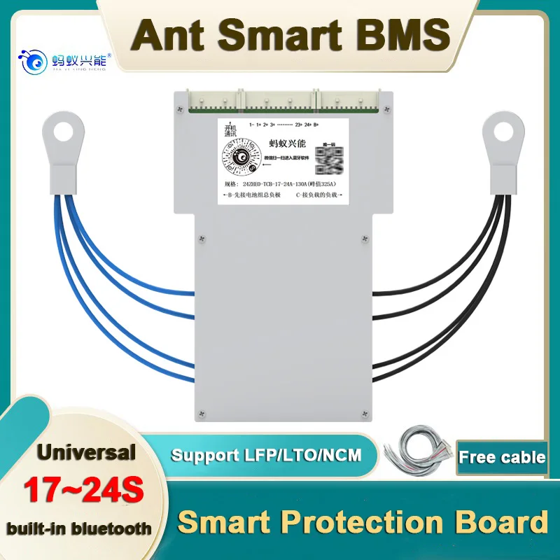 

17S 18S 19S 20S 21S 22S 23S 24S Ant Smart BMS for LifePO4 Li-ion LTO Lithium Battery Pack Built-in Bluetooth Protection Board