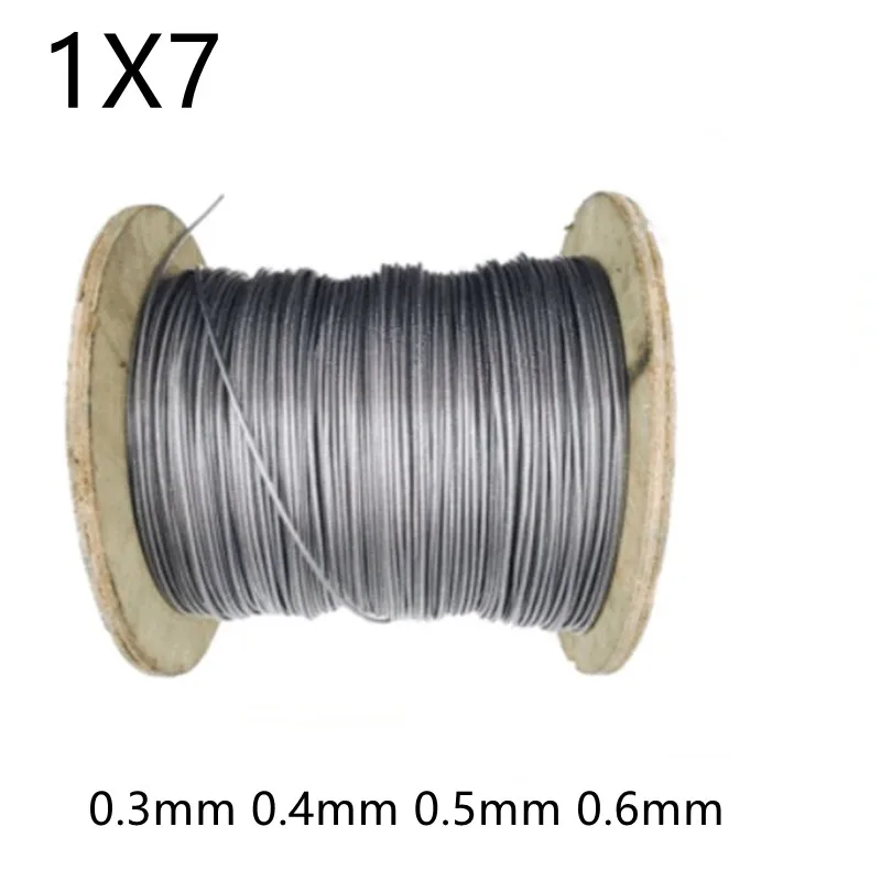 100 Meter 1*7 Fishing line 0.3mm 0.4mm 0.5mm 0.6mm Diameter soft Steel Stranded wire Rope Cable rustproof 304 Stainless Steel
