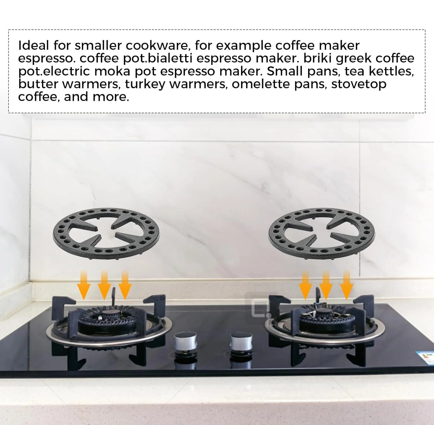 1pc Cast Iron Gas Stove Cooker Ring Reducer for Gas Stovetop Espresso Maker Coffee Moka Pot Outer Diameter 5.04"