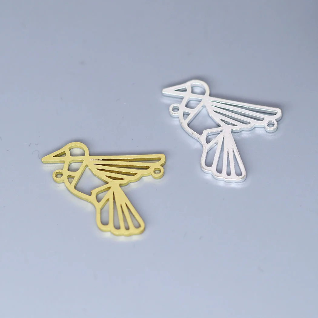 

5pcs/lot Hummingbird Animal Origami Bird Charm for Jewelry Metal Accessories DIY Charms For Jewelry Crafts Findings