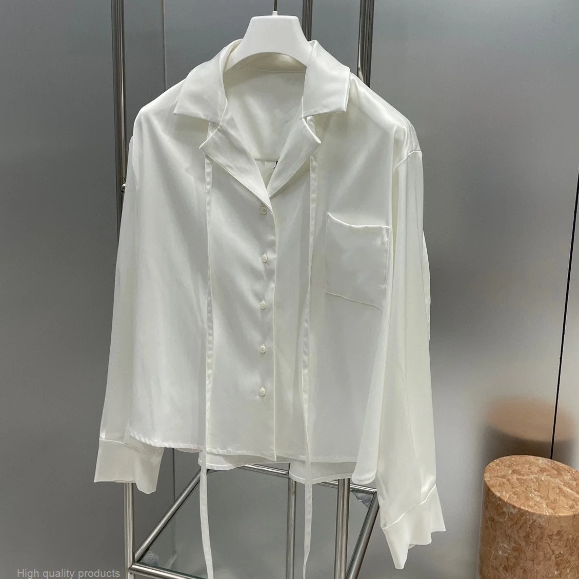 

Fashion Luxury Designer Cloth White Embroidery Lace Up shirt for Women