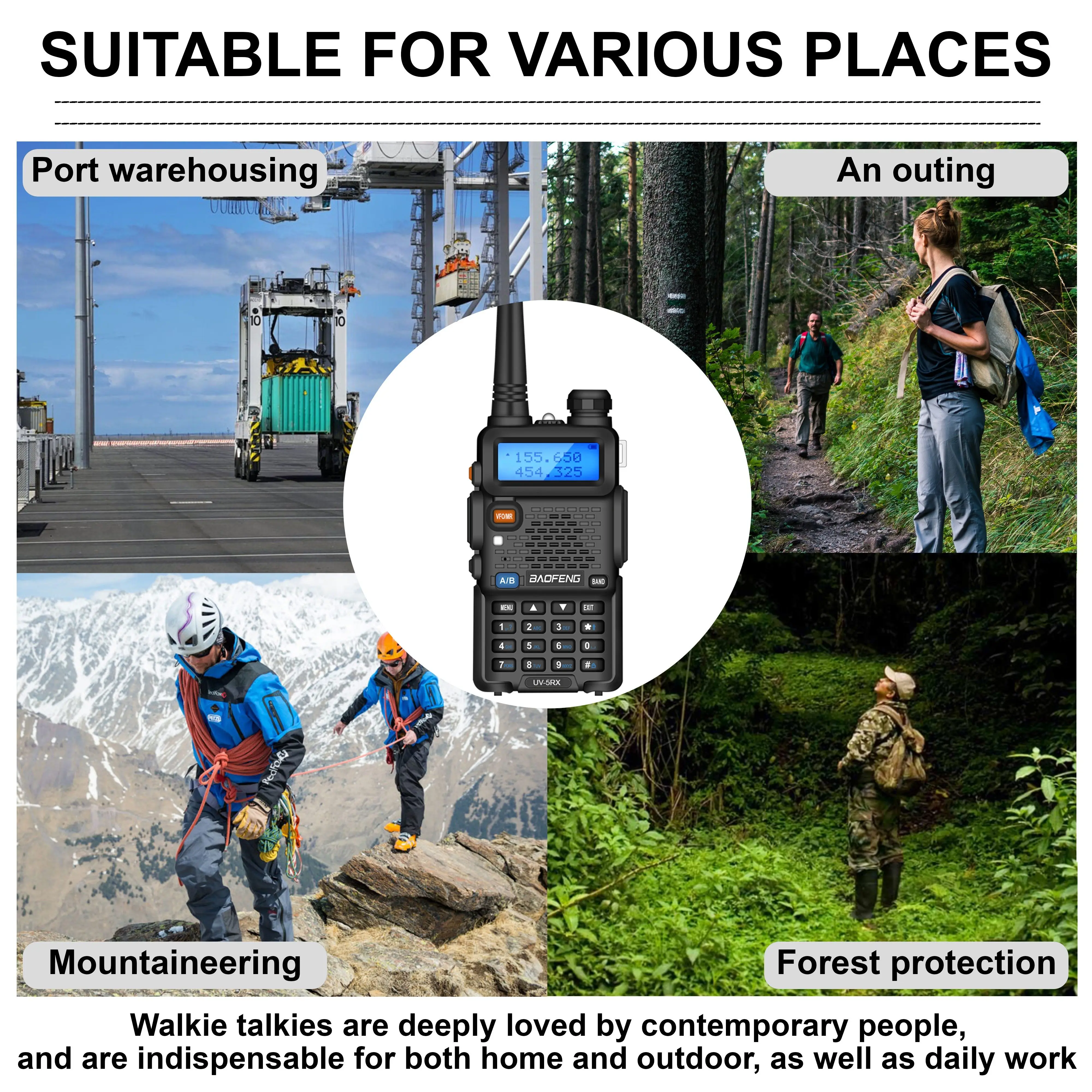 Baofeng UV-5RX Walkie Talkie M-5R AM FM Radio Six-Band 108-136MHz 350-390MHz Wireless Copy Frequency Upgraded UV5R Two Way Radio 6
