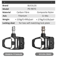 Bucklos for KEO Road Pedals Clip Speed Self-locking Bicycle Pedals Carbon Fiber/Titanium for LOOK KEO Bike Pedal Cycling Parts 2