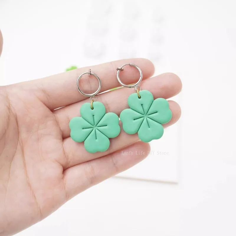 3PCS Lucky Four Leaf Clover Soft Clay Earrings Mold Polymer Clay Cutter INS Earring Jewelry Making Handmade Pottery Tool polymer clay tools pottery tools clay sculpting tools pottery sculpting tools clay craft tool
