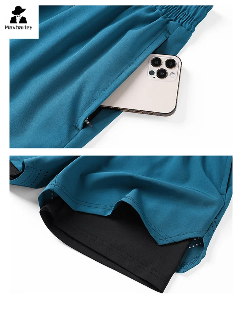 Basketball Shorts Men's Gym Exercise Jogging Sports Shorts New Summer Quick-drying Breathable Double-layer Casual Beach Shorts
