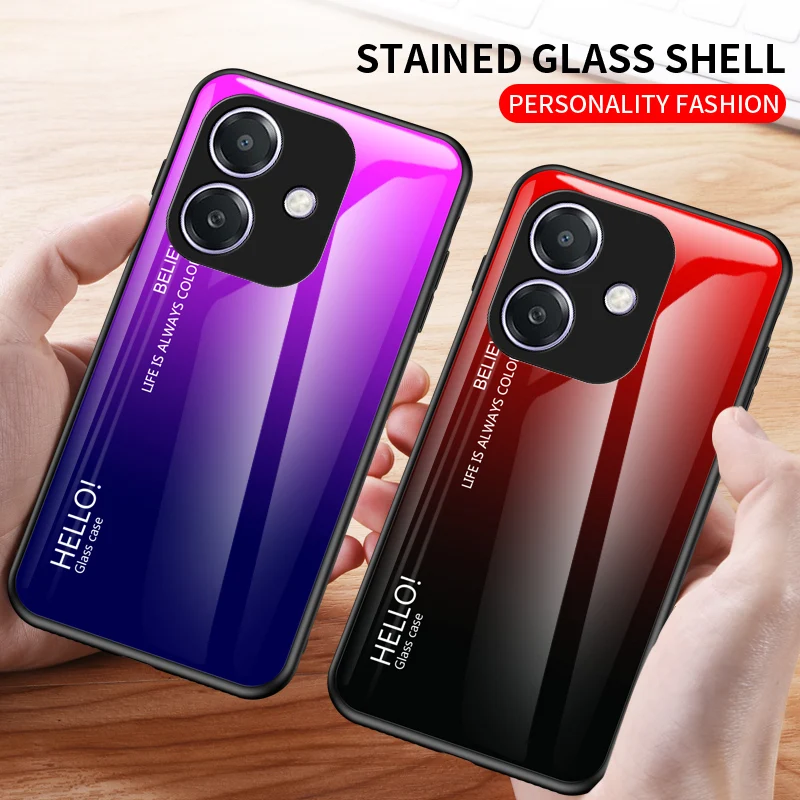 Gradient Tempered Glass Smartphone Case - Durable Protective Cover