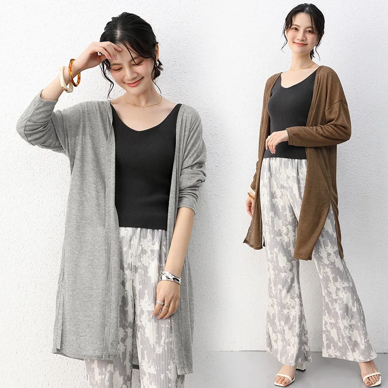 봄 여름 여성용 얇은 카디건 긴 소매 셔츠 자외선 차단 의류 플러스 사이즈 루즈 에어 컨디셔닝 커버 업 탑