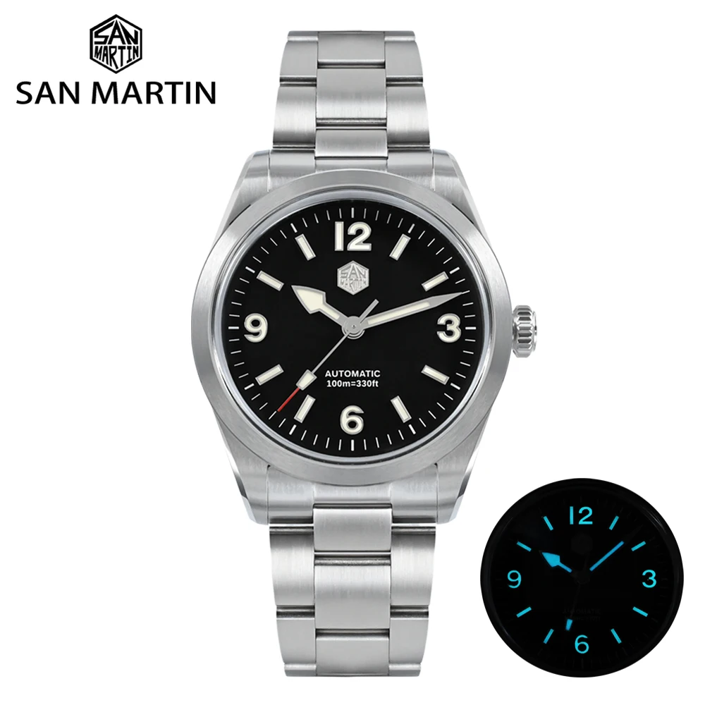 

San Martin Men Sport Watch 38mm Fashion Explore Climbing Series NH35 Stainless Steel Automatic Mechanical Sapphire 10Bar BGW-9