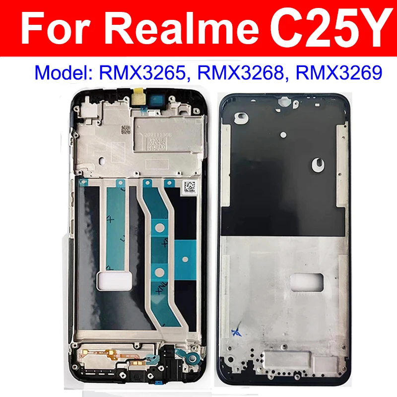 LCD 스크린 프레임 커버, 전면 프레임 하우징 부품, Realme C35 C33 C31 C30 C25 C25Y C25S C20 C21 C21Y C17 C15 C11