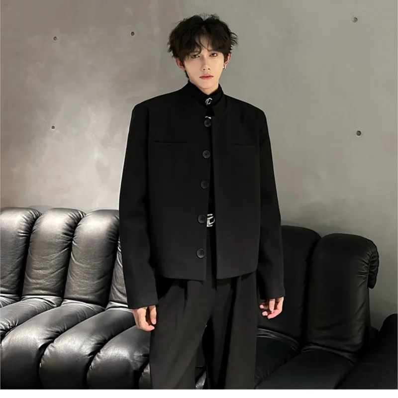 Korean Formal Attire Male Korean Fashion New Chinese Style Spring Stand  Collar Tunic Suit For