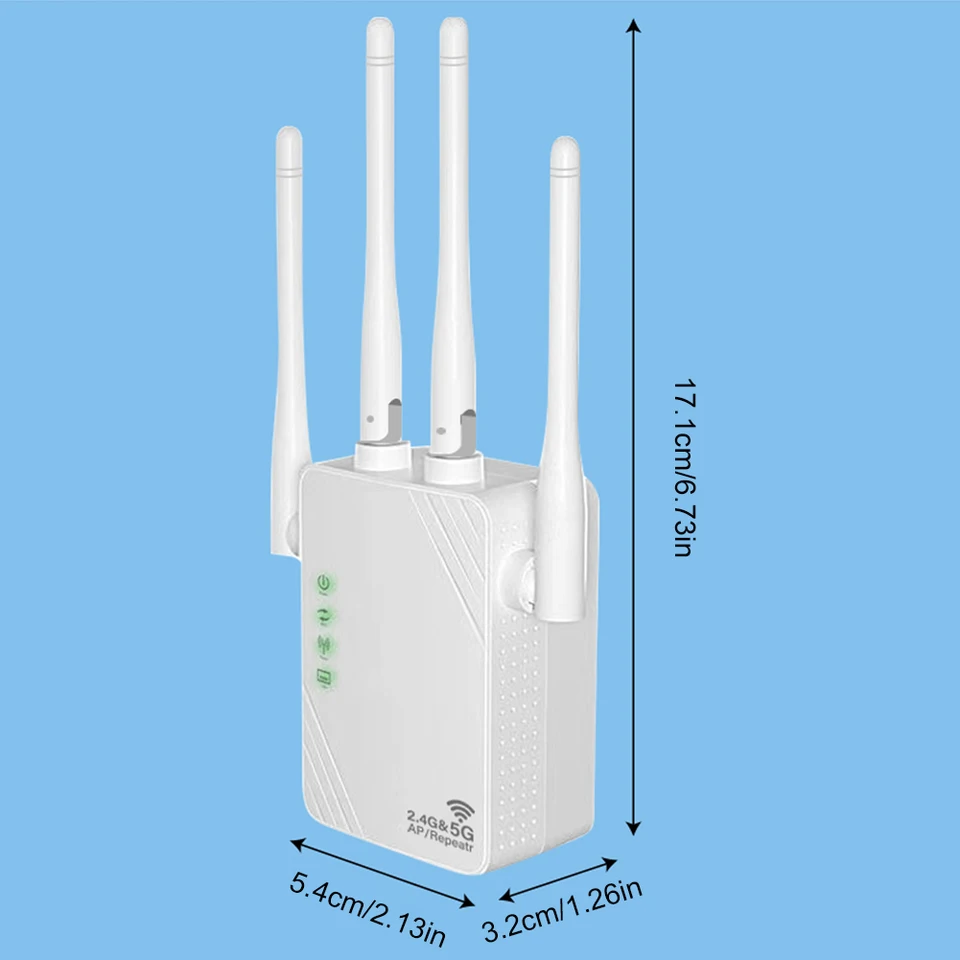 Répéteur WiFi Puissant - Amplificateur De Signal, Couverture Jusqu'à 1200m², 2 Ports LAN - Plug & Play
