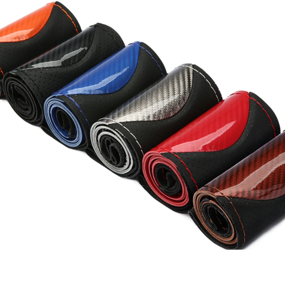 

Premium Carbon Fiber PU Leather Steering Wheel Cover For 38 Cm Steering Wheels 2024 Hot Sale Brand New And High Quality