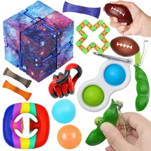 

14PCS/Pack Fidget Toy Set Starry Sky Infinity Cube Marble Mesh Twist Wacky Tracks Sensory Game For Children Adults Anti-stress