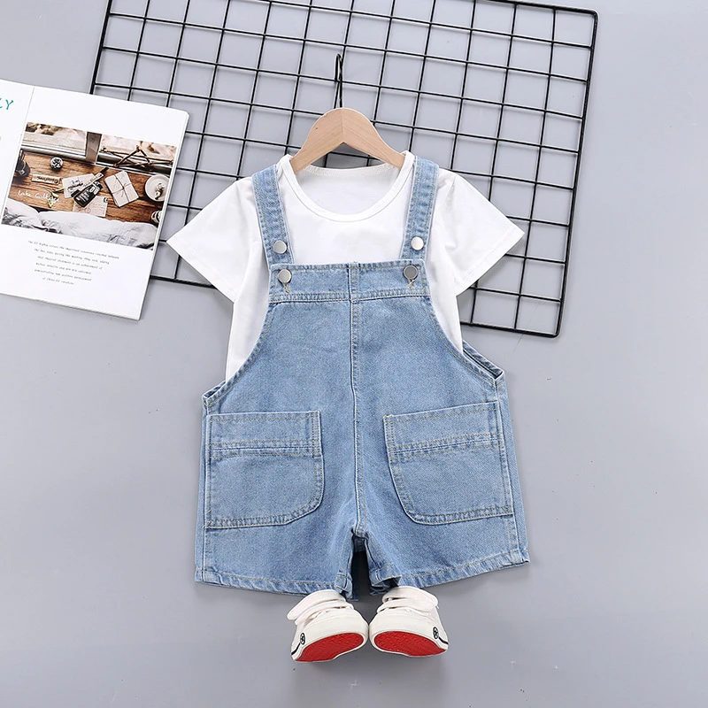 LZH 2022 Baby Summer Clothing Boy Sets Short-Sleeved T-Shirt Overalls Suit For Girls Costume Toddler Kids Outfit For Newborn Set baby's complete set of clothing