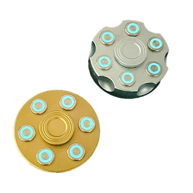 

Fluorescence Metal Gear Revolver Hand Finger Spinner Spinning Top Novelty Gryo Toys