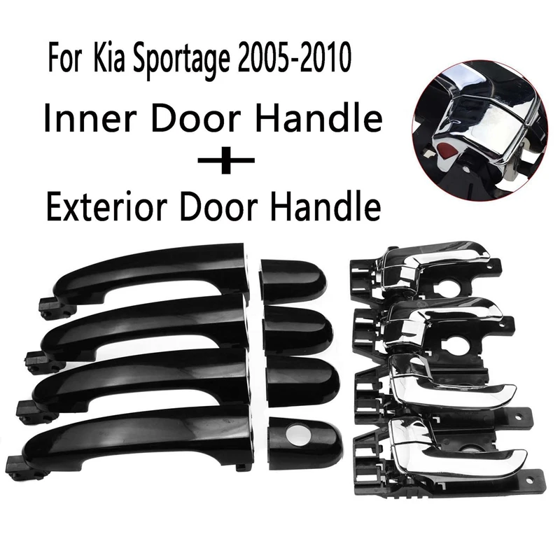

8Pcs Car Inner Door Handle+Exterior Door Handle 826101F010 836611F000 For Hyundai Kia Sportage 2005-2010