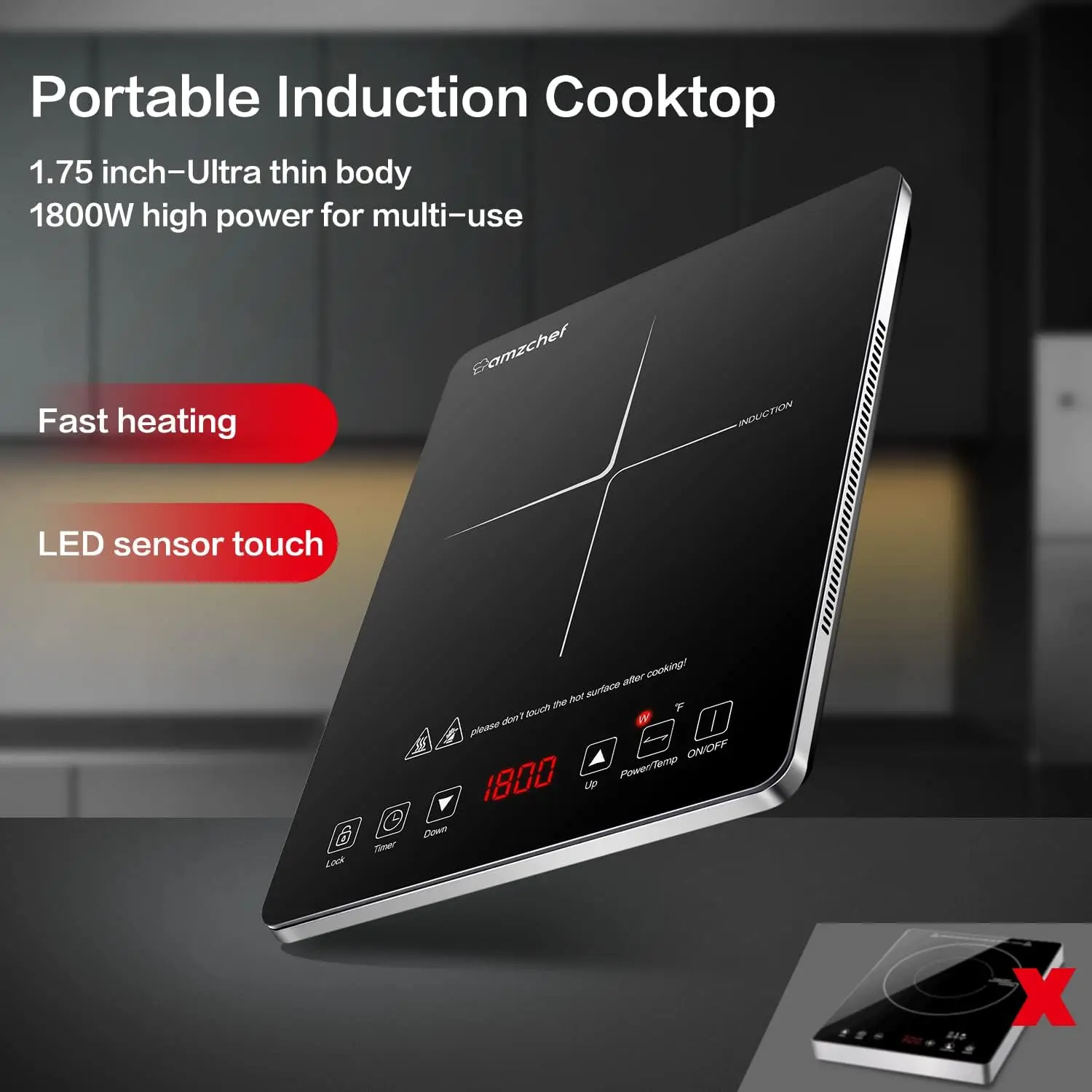 Portable Induction Cooktop 1800W Induction Stove Burner With Ultra Thin Body, With 8 Temperature & Power Levels 6