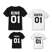 King Queen Princess Prince Family Matching T-Shirts Dad Mom Daughter Son Clothes Casual Letter Print Short Sleeve Tees 2